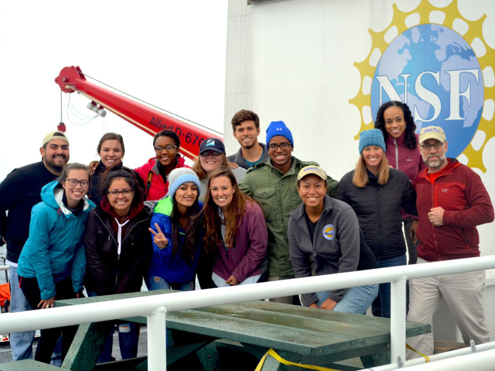 Group of students on the deck of a ship